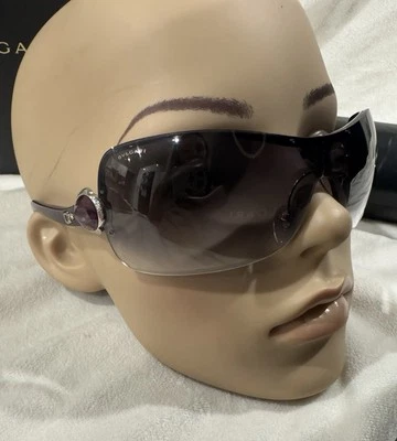 BVLGARI Sunglasses AUTHENTIC 6050B BV6050b Crystal Shield Mask Purple Silver - Image 1 of 4