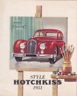 STYLE HOTCHKISS 1951, "ANJOU" BERLINE 4 PORTES, 5 PLACES, FRENCH? TEXT BROCHURE.