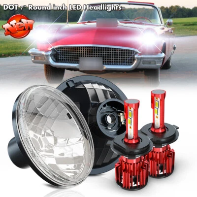 Faro LED redondo de 7 pulgadas Halo DRL para Ford Thunderbird 1955-1958 Deluxe 1939-51 Foto 1 de 4