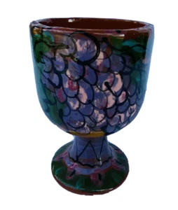 Fioriera coppa piedistallo uva in ceramica firmata artista - Foto 1 di 10