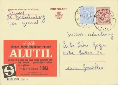 BELGIUM BEERSEL A SC with 7 dots 1970 (Postal Stationery 2 F + 0,50 F, PUBLIBEL - Bild 1 von 2