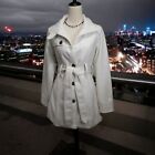 Trench-coat femme vintage JACK à poitrine simple blanc boutonné longueur moyenne taille S