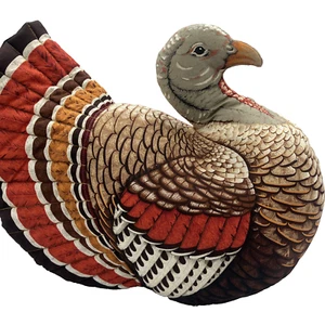 Centro de mesa de felpa vintage hecho a mano de tela de peluche decoración de agradecimiento de pavo 12,5 pulgadas - Imagen 1 de 22