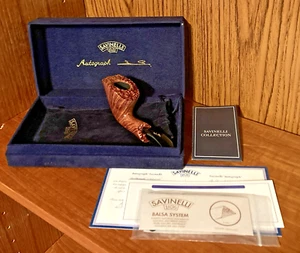 Savinelli Sandblasted Autograph 6mm Pipe W/ Case, Balsa System, Cloth Bag, Etc.. - Picture 1 of 17