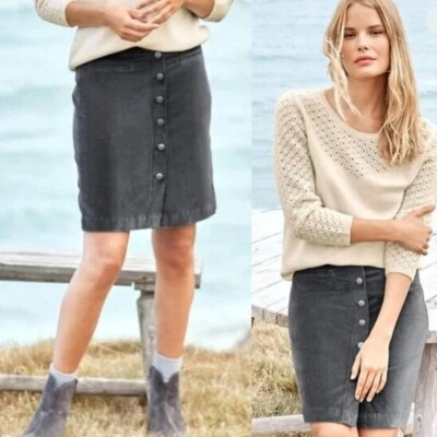 Garnett Hill Velvet Skirt Womens 10 Gray Pockets Button Front Academia Preppy - Image 1 of 4