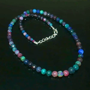 Collana opale naturale AAA+ perline sfere rotonde sfaccettate opale di fuoco gioielli regalo 1339 - Foto 1 di 9