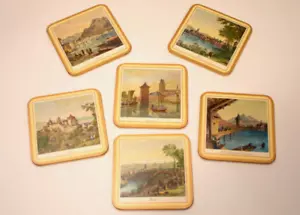Pimpernel Traditional Coasters Set of 6 Cork Backed Scenes of Switzerland Swiss - Picture 1 of 12