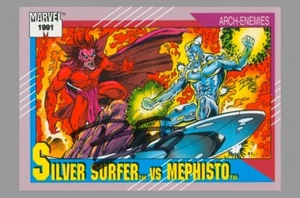 1991 Marvel Universe Ron Lim Signed Art Trading Card ~ Silver Surfer vs Mephisto - Picture 1 of 1