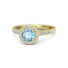 1.33 Ct Natural H/VS1 Topaz & Diamond Wedding Ring Solid 14K Yellow Gold Size 6