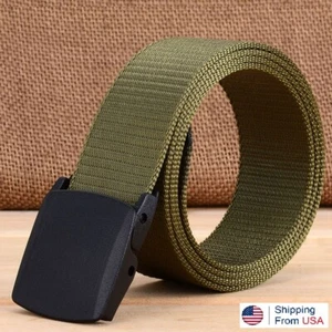 Men's Plastic Cam Buckle Nylon Canvas Tactical Waistband Webbing Military Belt - Picture 1 of 19