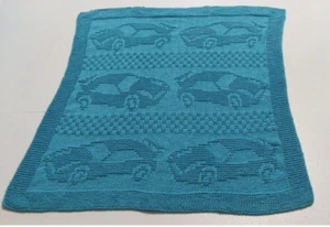 Knitting Pattern copy delightful shadow knitting motor car baby blanket #102 - Picture 1 of 3
