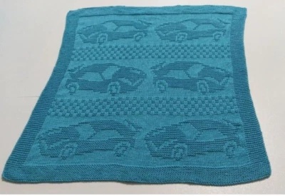 Knitting Pattern copy delightful shadow knitting motor car  baby blanket #102 - Image 1 of 3