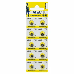 10 x Vinnic LR66 Batterien L626F AG4 Alkaline Knopfzellen 376 1,5V Quecksilberfrei - Bild 1 von 1