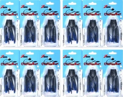 12- Z-Man 3/8 Oz The Original Chatterbait Fishing Lure Black/Blue Nickel CB38110 - Image 1 of 3