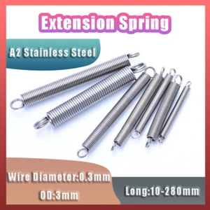 Long 10mm - 280mm A2 Stainless Steel Extension Spring Wire Diameter 0.3mm OD 3mm - Picture 1 of 8