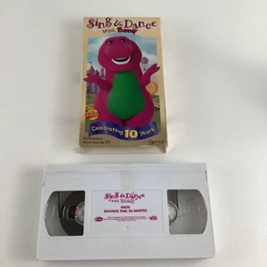 Barney VHS White Tape Sing And Dance With Barney Songs Vintage 1998 Lyons - Imagen 1 de 7