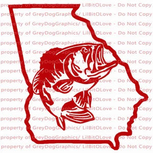 Georgia Bass Vinyl Decal Sticker Fish over State Outline Fishing Fisherman South - Picture 1 of 22