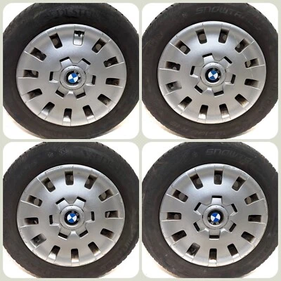 BMW 3er E36 Original Stahl-Felgen + Radkappen Winter-Reifen 185/65 R15 - Bild 1 von 3