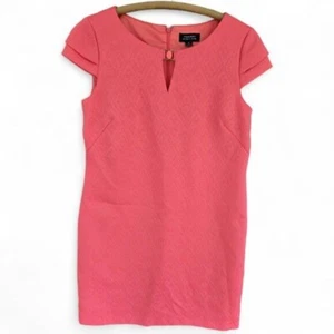 Tahari Coral Pink Womens Sheath Dress Size 6 Cap Sleeve Knee Length - Picture 1 of 5