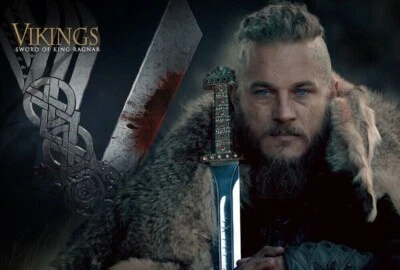 Espada Vikinga DE Rey Ragnar Lothbrok Vikingos Ragnar Bjorn Lado de Hierro con Funda Foto 1 de 4
