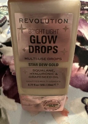 * NEW & Sealed Makeup Revolution Bright Light Glow Drops Golden Star Dew 23ml * - Image 1 of 4