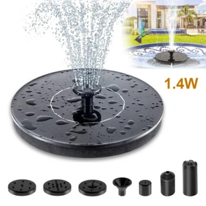 Mejorada 1.4W Energía Solar Baño Pájaro Fuente Bomba Jardín Flotante con 6 Boquillas - Imagen 1 de 8