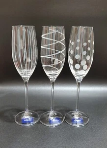 Mikasa Cheers Champagne Glasses, Clear, Etched Designs, Set Of 3, Replacement - Picture 1 of 12