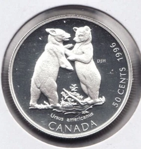 1996 Canada 50¢ Proof Finish, Sterling Silver Coin : Nature, Black Bear Cubs - Picture 1 of 2