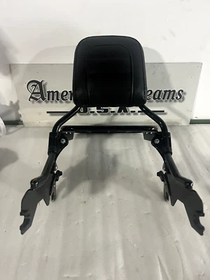 505054 - 17" Passenger Backrest Sissy Bar Black 2009-2023  + Pad  Semi-Round - Image 1 of 4