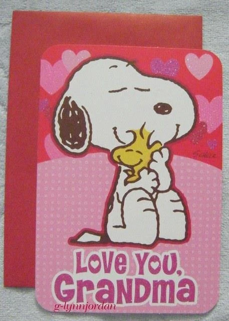 VALENTINE'S DAY SNOOPY - LOVE YOU GRANDMA - Glitter Greeting Card Hallmark Foto 1 de 1