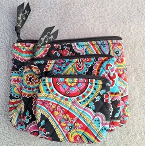 Vera Bradley Cosmetic Trio Parisian Paisley Set of 3 Quilted Travel Set - Picture 1 of 6