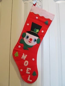 Vtg 3D Red Felt Christmas Stocking Snowman NOEL Long 22" Made in Japan  - Picture 1 of 5