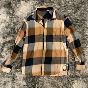 Sean John Legacy kariertes Hemd mit Knopfleiste gelb braun Herren Langarm Freizeit 3XL - Bild 1 von 6