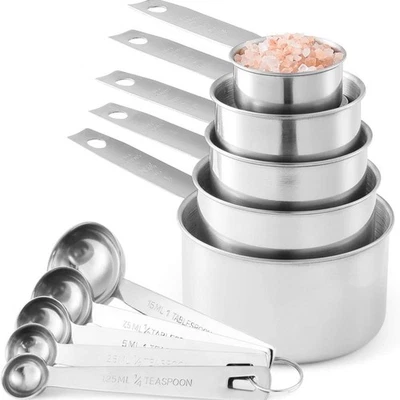 Stainless Steel Measuring Cups and spoons Set -10 Piece Kits Multi Purpose - Image 1 of 4