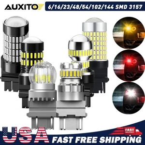 LED 3157 AUXITO Turn Signal CANBUS Light 3156 Bulbs Amber White Red 23/102SMD - Picture 1 of 30