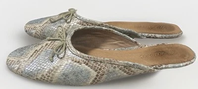 Mocasín de mula de cuero para mujer Madewell The Adelle piel de serpiente pluma azul talla 7,5 Foto 1 de 4