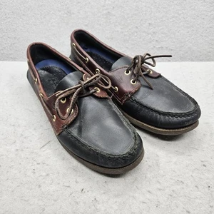Sperry TOP-SIDER Mens BOAT SHOES 2-EYE 2-TONE Black/Brown Size 10.5M 0191486 EUC - Picture 1 of 13