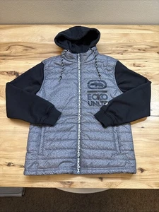 Ecko Unltd Jacke Herren klein schwarz grau Puffer Kapuze Stehkragen Outdoor Erwachsene - Bild 1 von 5