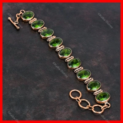 Chakra Corazón Peridoto Natural Cobre Mejor Hijas Regalo Nuevo Pulsera Joyería Foto 1 de 4