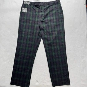 NWT Men’s RLX Ralph Lauren Golf 40x31 Pants Wool Blend Tartan Black Blue Green - Picture 1 of 9