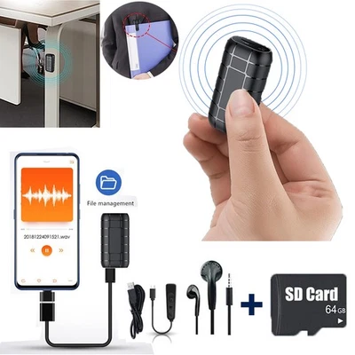 500 Hrs Mini Spy Voice Activated Recorder Digital Audio Magnetic 64GB MP3 Player - Image 1 of 4