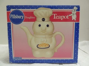 1998 Benjamin & Medwin Pillsbury Doughboy TEAPOT Holding Cookie Plate NOS - Picture 1 of 8