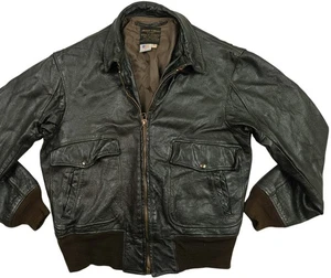 HOT VTG USA Men's AVIREX @ G-2 US NAVY MILITARY BOMBER BROWN LEATHER Jacket 42 M - Picture 1 of 17