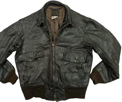 HOT VTG USA Men's AVIREX @ G-2 US NAVY MILITARY BOMBER BROWN LEATHER Jacket 42 M - Image 1 of 4