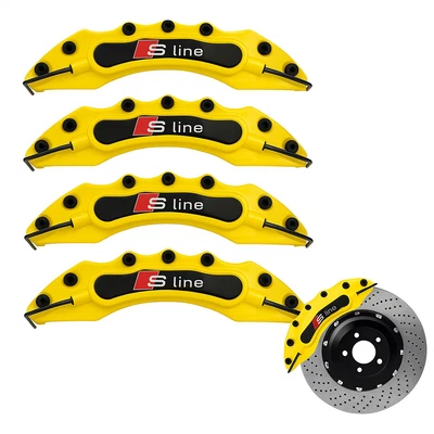 4x Yellow Brake Caliper Covers Sport Upgrade For Audi A1 A3 A4 A5 A6 Q3 Q5 RS Li - Image 1 of 4