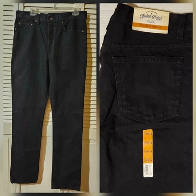 NWT Faded Glory 32x34 Black Denim Jeans Pants 100% Cotton Classic Fit Straight - Image 1 of 4