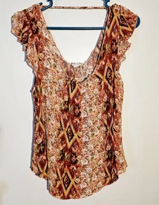 Top Belle Du Jour Juniors' XL stampato manica svolazzante, patchwork floreale, XLarge - Foto 1 di 6