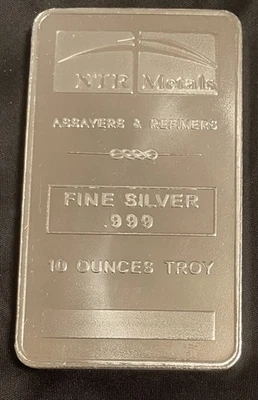 Barra de lingotes de plata fina .999 de 10 onzas troy NTR Metals Foto 1 de 2