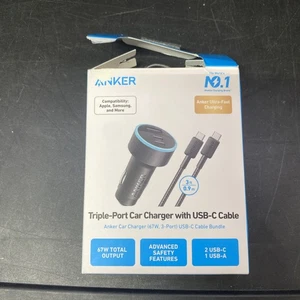 Anker Chargeur Voiture Triple Port avec Câble USB-C 67W - Photo 1 sur 4