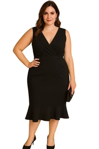 Style & Co. Damen Cocktailkleid schwarz ärmellos mit Volantsaum 14 - Bild 1 von 12